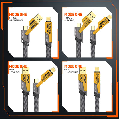 Bluetech 4-in-1 Fast Charging Cable | 65W | Metal Connectors | iPhone, Samsung & Type-C | 1-Year Warranty